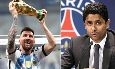 Messi trophy celebration & PSG president khelaifi