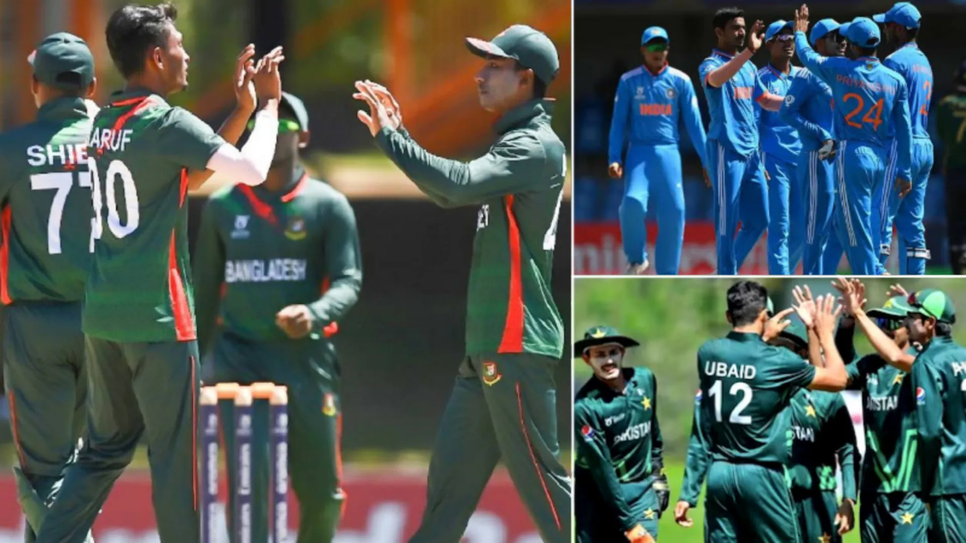 Bangladesh, India and Pakistan u19 team 2024