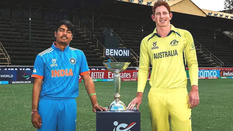 India vs Australia with trophy u19 world cup 2024