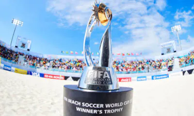 Beach soccer football World Cup trophy