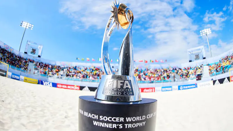 Beach soccer football World Cup trophy