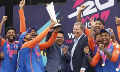 Rohit Sharma lifts the World Cup trophy