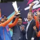 Rohit Sharma lifts the World Cup trophy