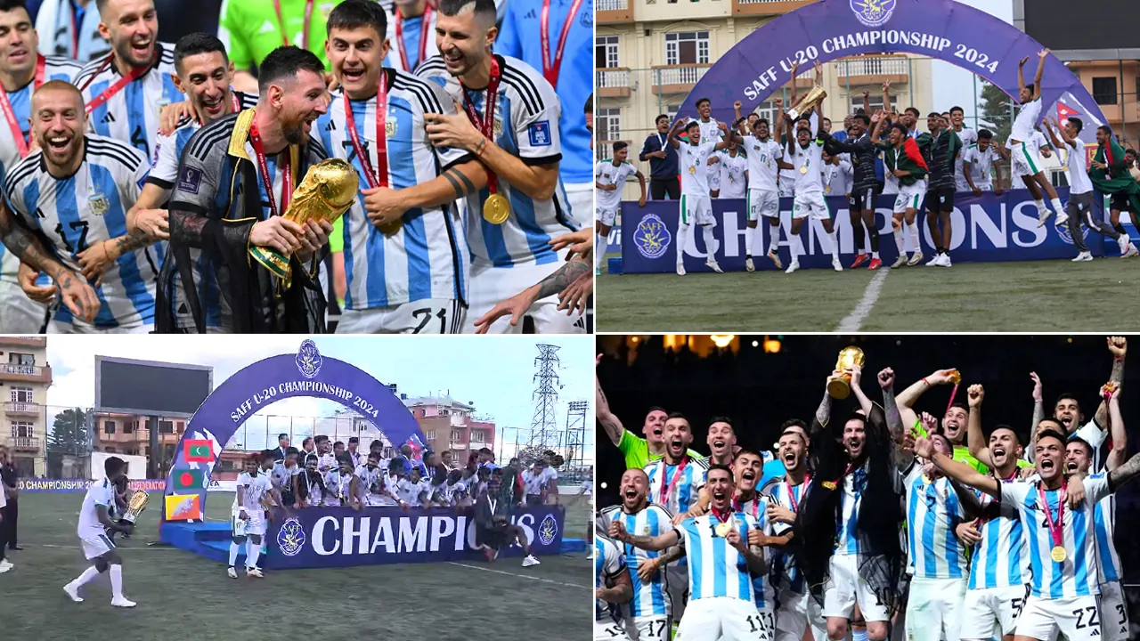 Bangladesh celebrate like Argentinai after winning SAFF