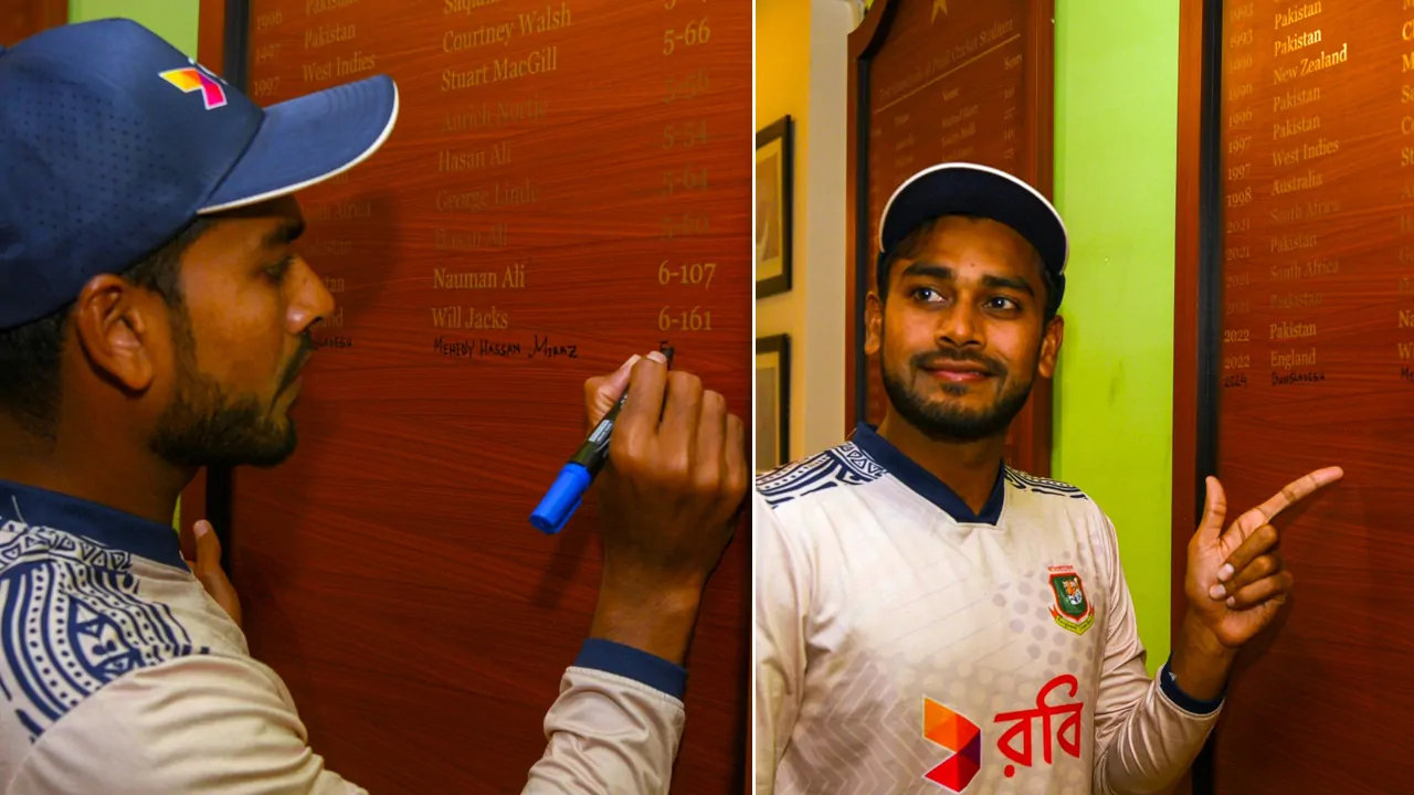 Mehidy Hasan Miraz registers his name on the Rawalpindi Cricket Stadium honours board