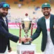 India and Bangladesh; Shanto and Rohit with Trophy