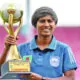 Sabina Khatun with Saff 2022 trophy