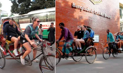 Irish Women cricketers in in Rickshaw