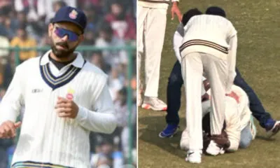 Audience enter into field and touch Virat Kohli's feet