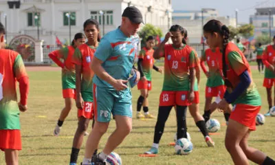 Peter Butler with Bangladesh Women's Football Team