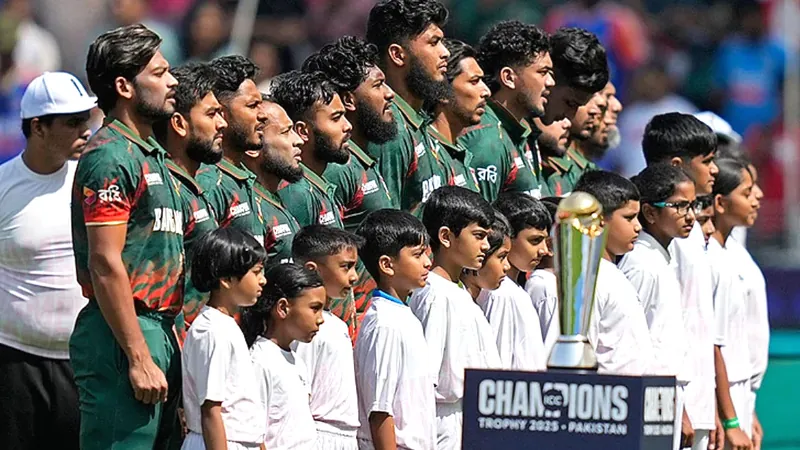 Bangladesh team during national anthem