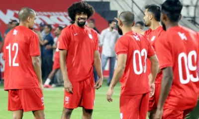 Hamza Choudhury with teammates in practice